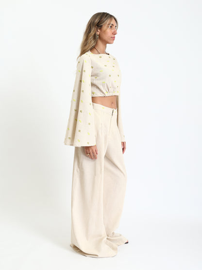 High-Waisted Wide-Leg - Beige