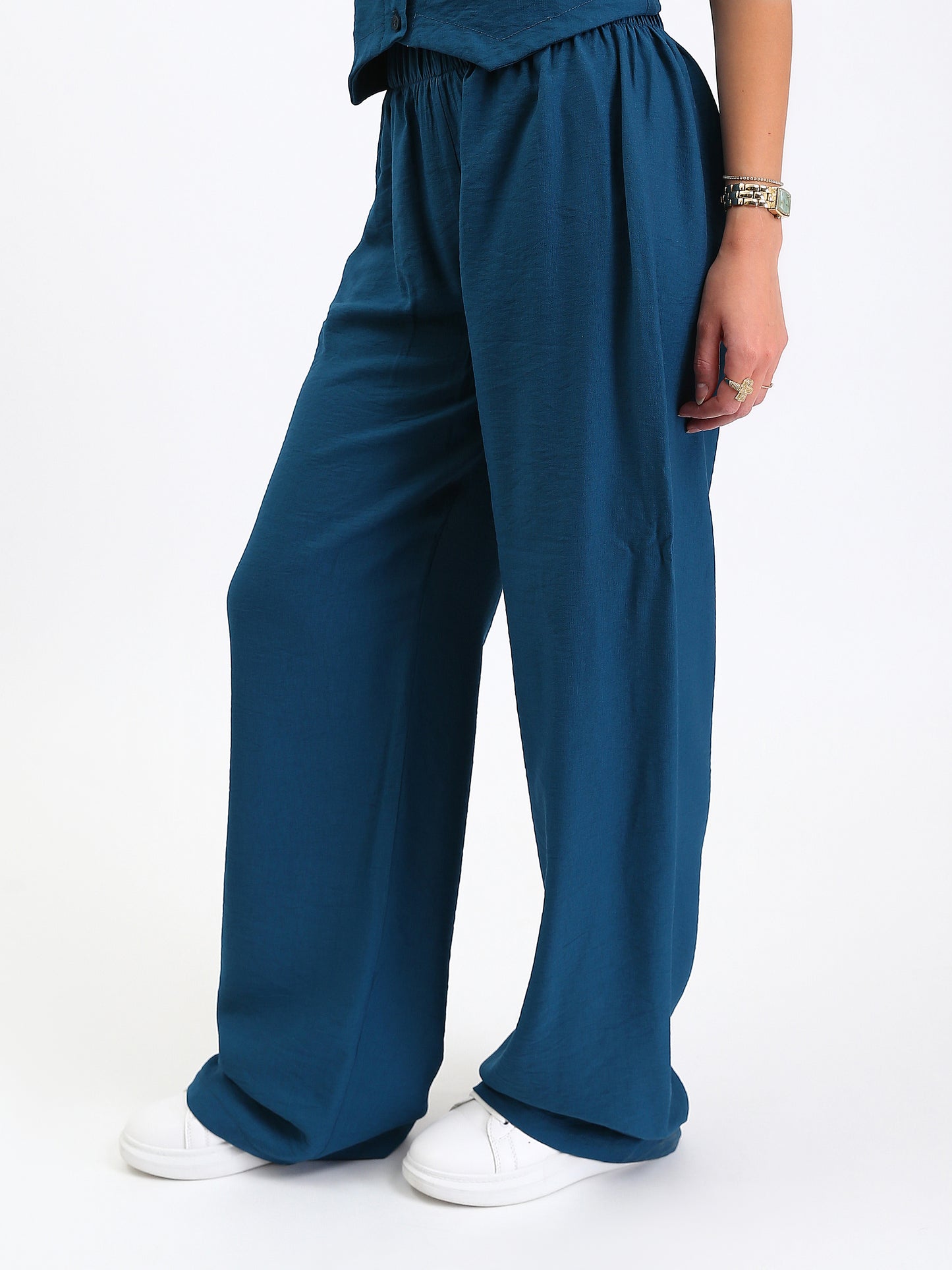 Linen Wide-Leg Pants - French Blue