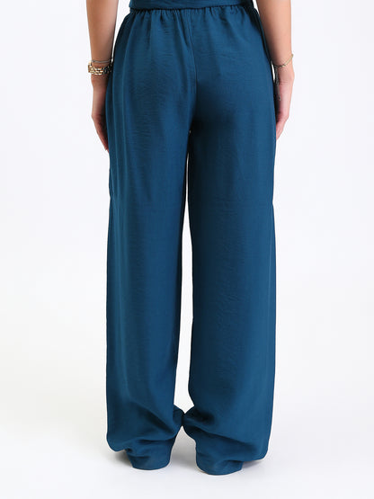 Linen Wide-Leg Pants - French Blue