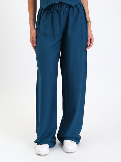 Linen Wide-Leg Pants - French Blue