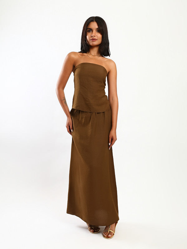 Minimal Elastic Back Linen Set – Dark Brown