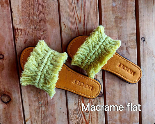 Macrame Chic Slippers - Yellow