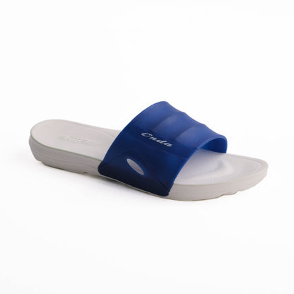 EVA Textured New Delhi Men Slippers - White & Blue