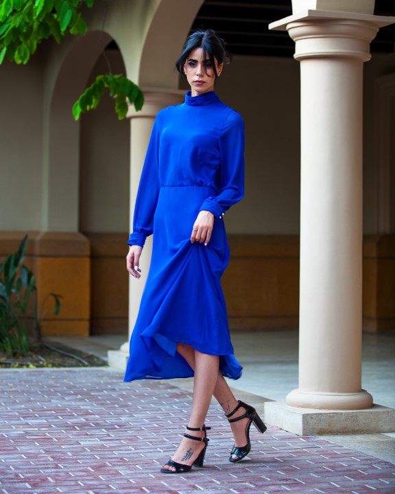 Chiffon blue dress