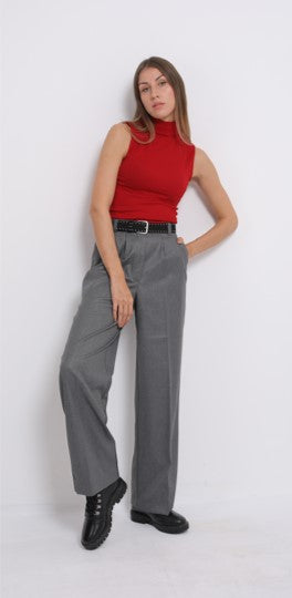 Loose Grey Wool Trousers