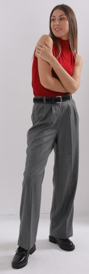 Loose Grey Wool Trousers