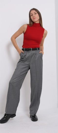 Loose Grey Wool Trousers