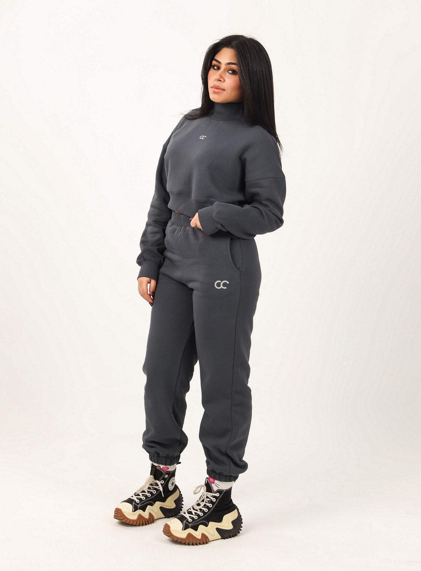 Crop Sweatshirt & Sweatpants Active Set