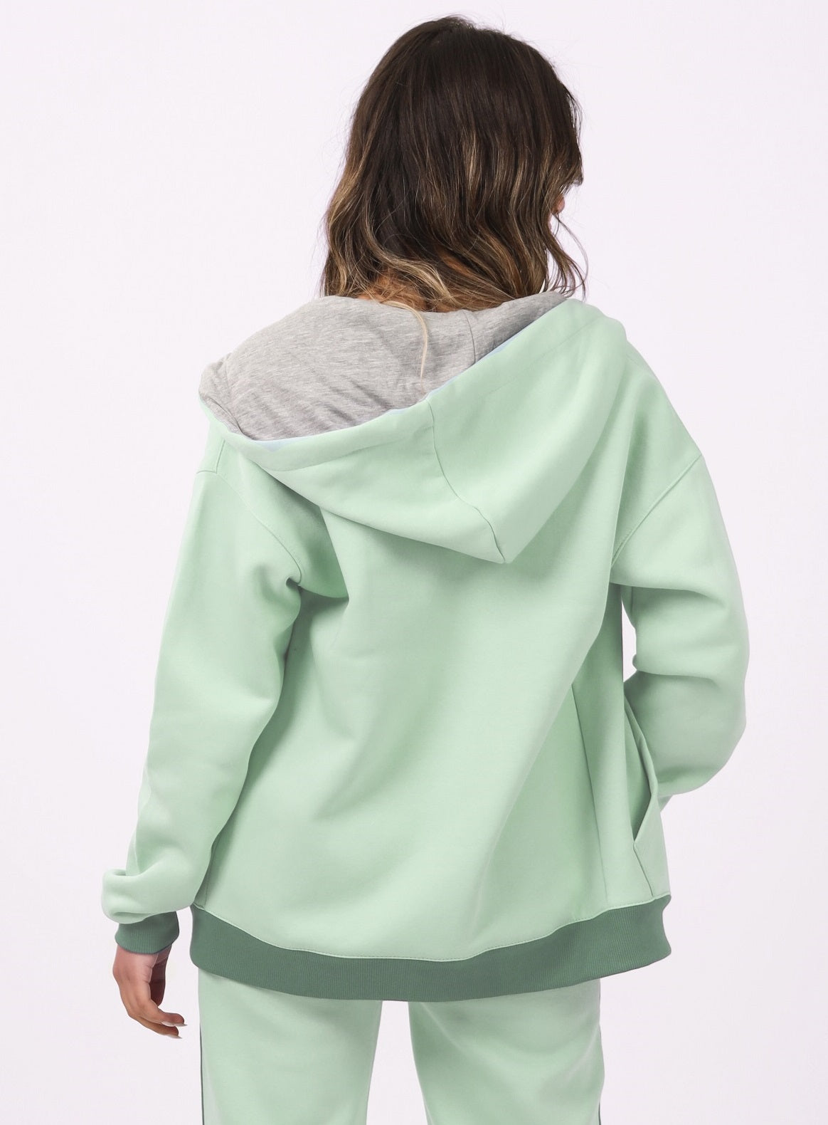 Bi-Tone Front Zipper Hoodie