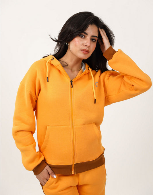 Bi-Tone Front Zipper Hoodie