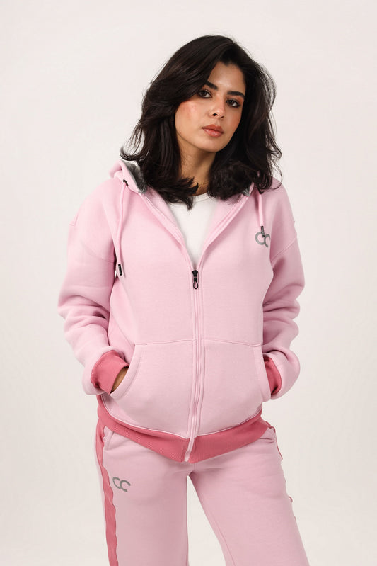 Bi-Tone Front Zipper Hoodie