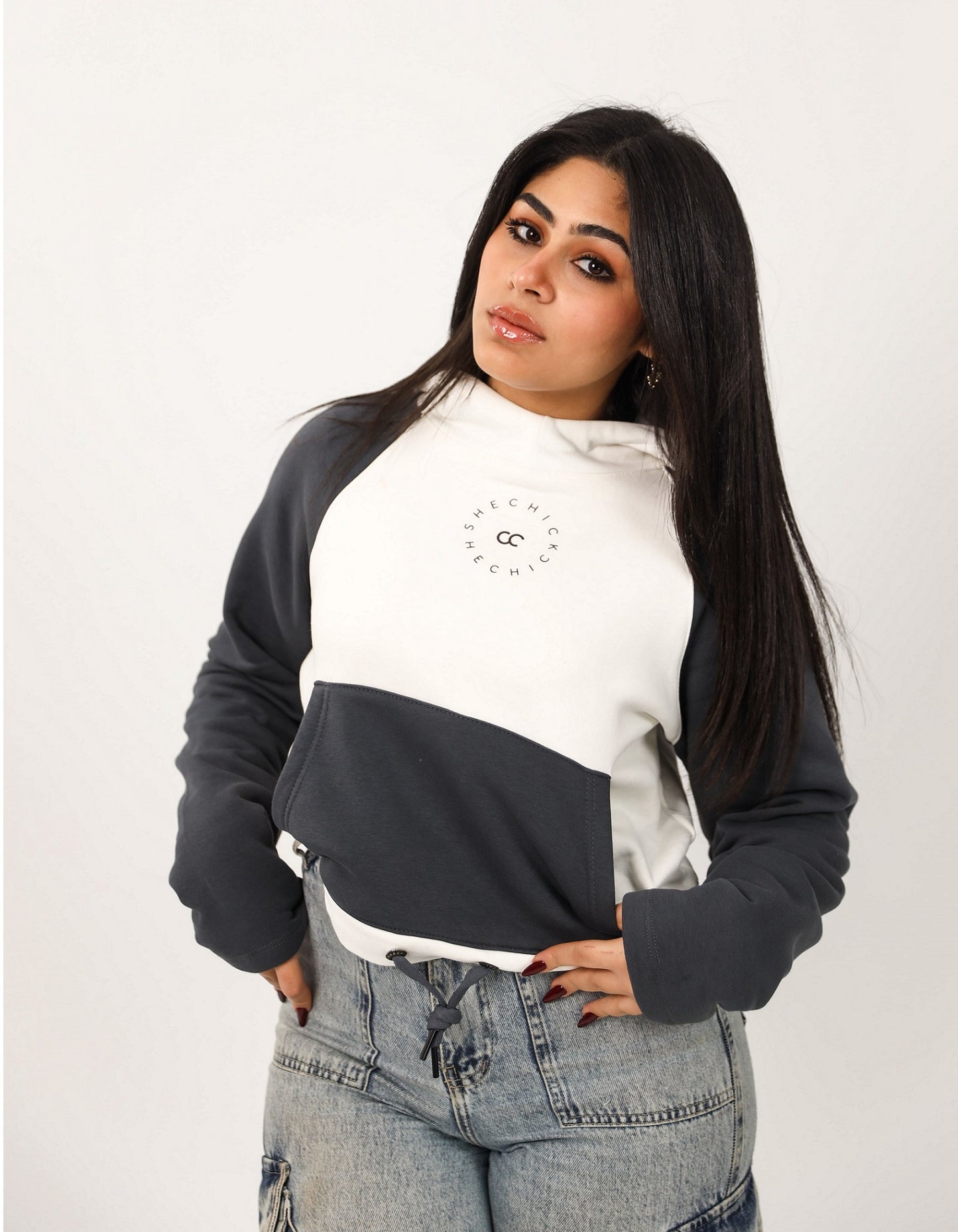 Bi-Tone Cropped Hoodie