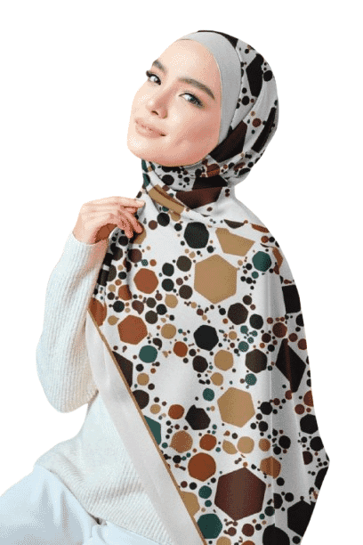 Printed Chiffon Crepe Veil - White