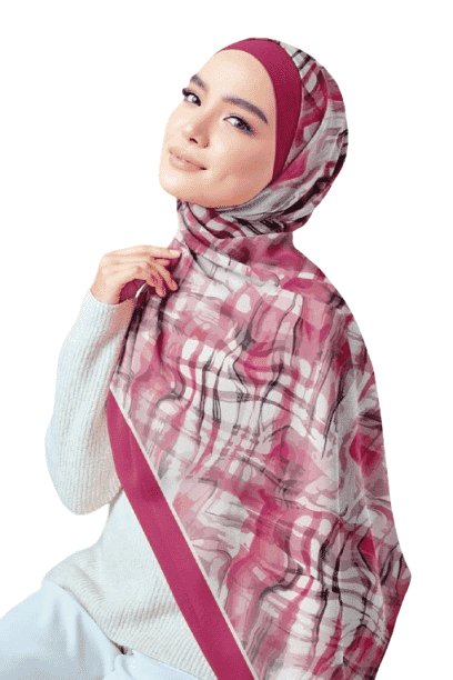 Printed Chiffon Crepe Veil - Fuchsia