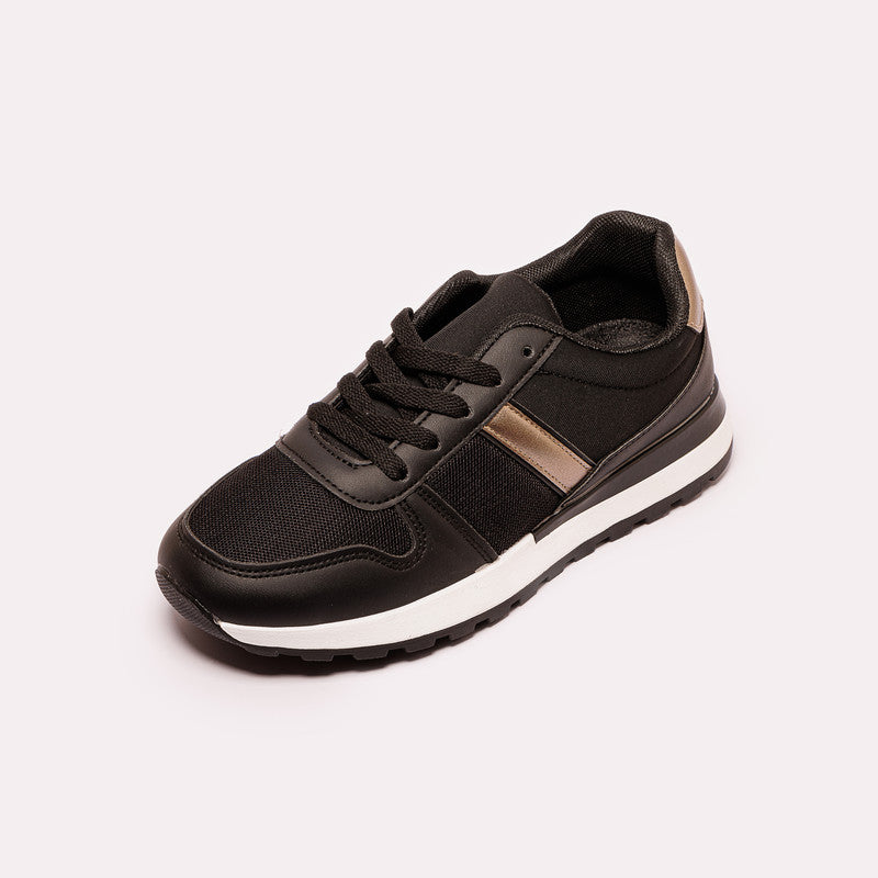 Mesh PU Leather Sneakers – Black