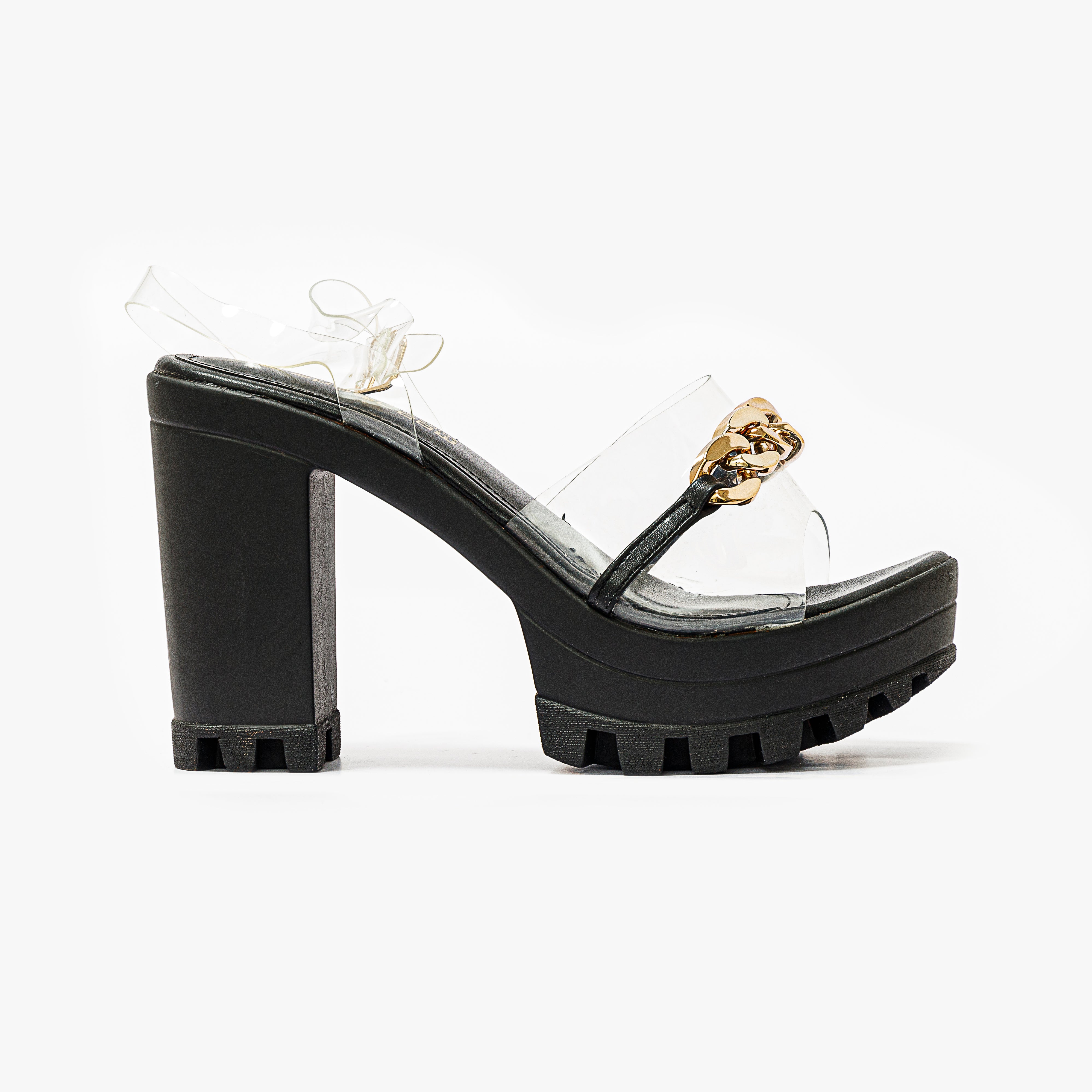 Black High-heeled mules