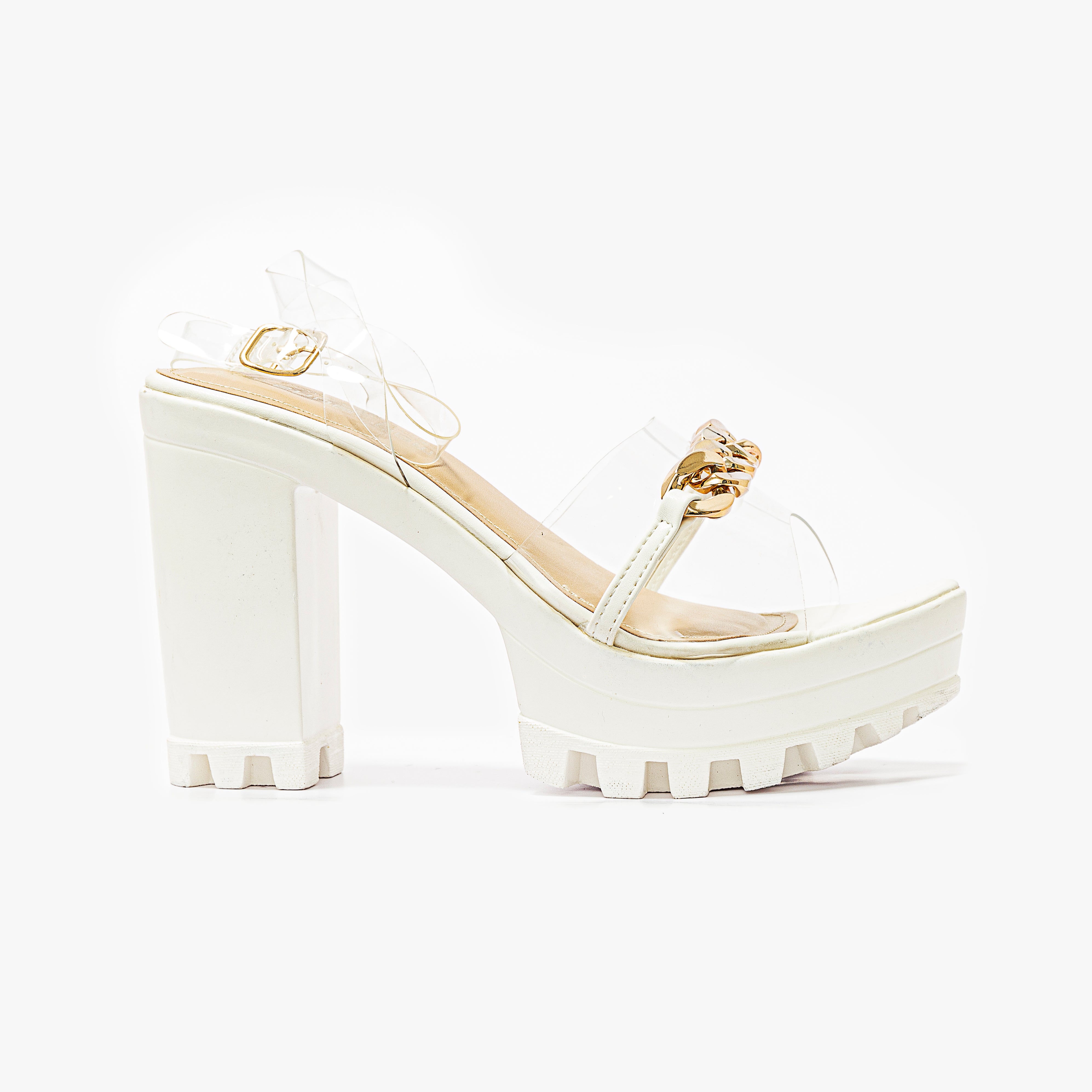 White High-heeled mules