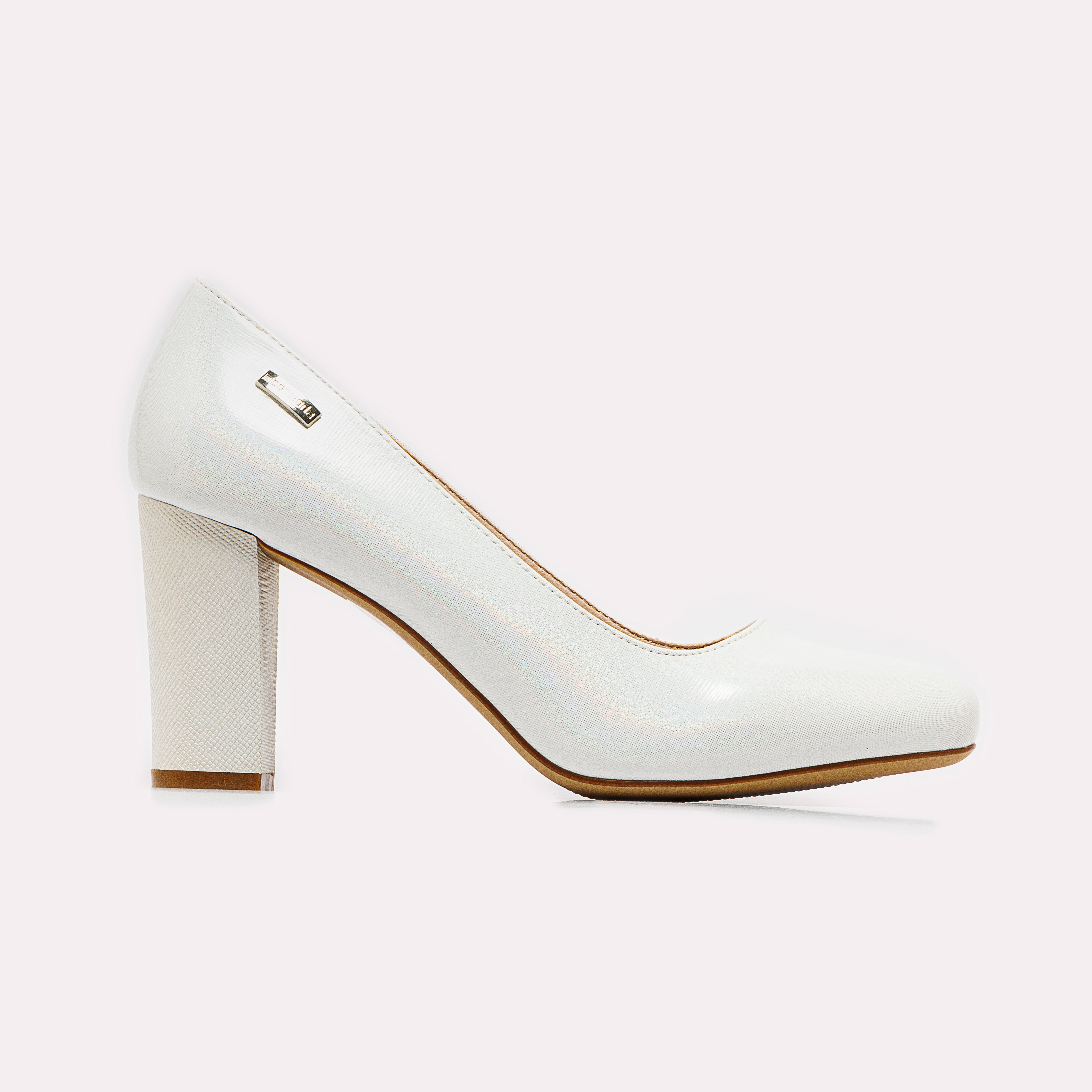 Round Toe High Heels –  White