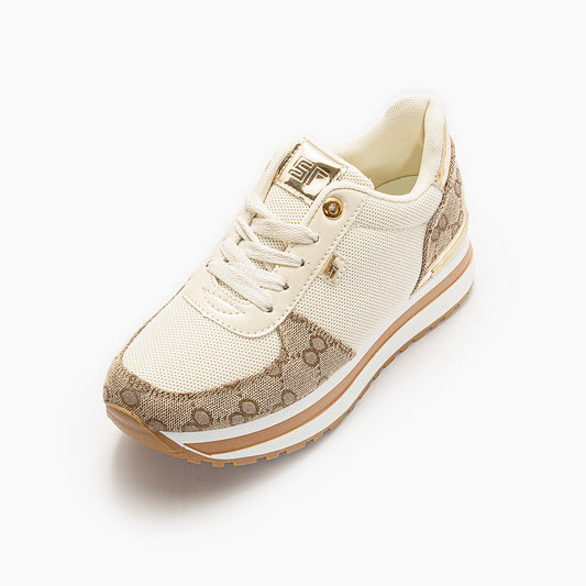 Elegant Sneakers with Back Golden Detailing