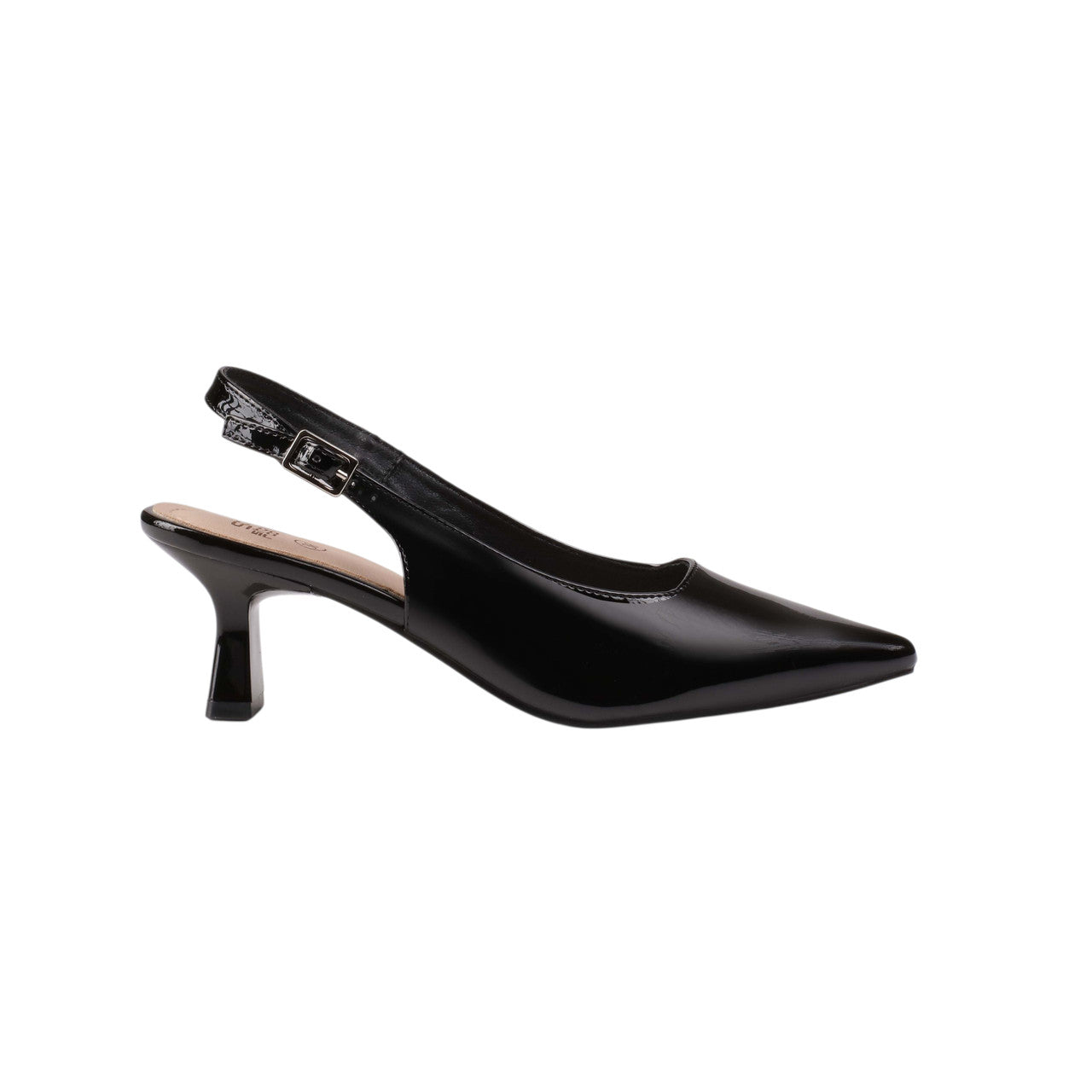 Pu Leather Patent Slingback Decollete – Black (SR-3034)