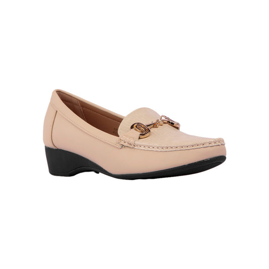 PU Leather Solid Loafers - Beige
