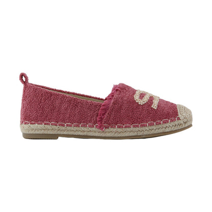 Terry Fabric Embellished Espadrille Flats - Dark Pink