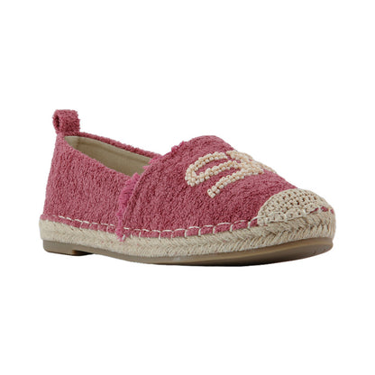 Terry Fabric Embellished Espadrille Flats - Dark Pink