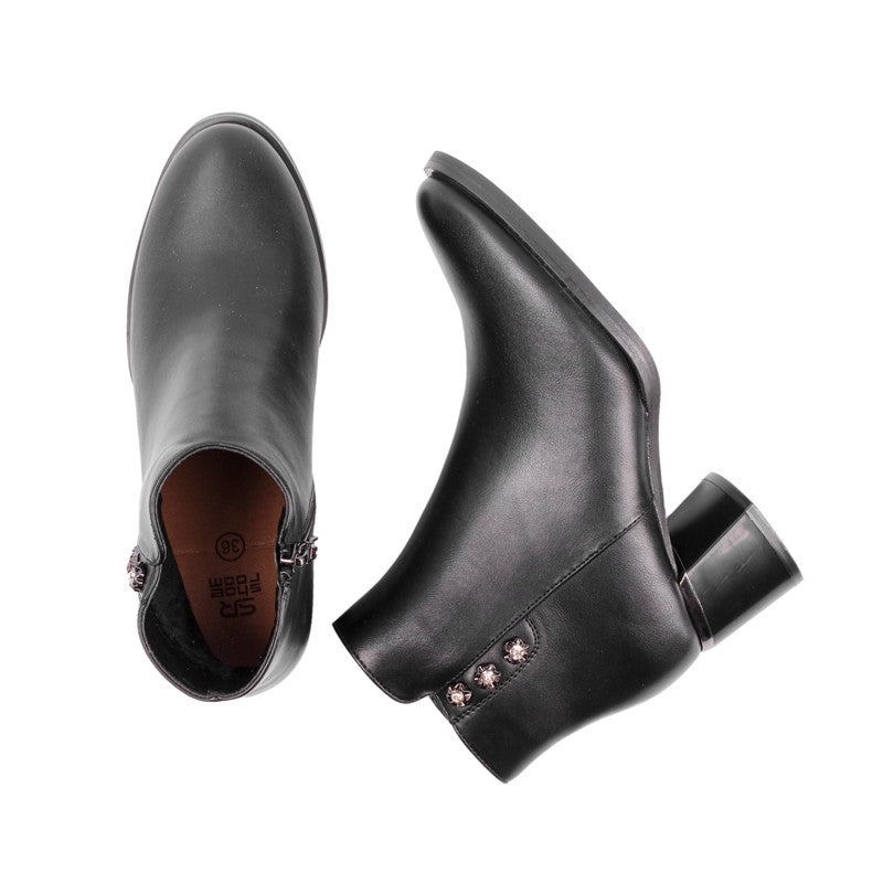 Pu Leather Solid Half Boots – Black (SR-3315)