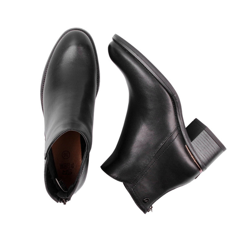 Pu Leather Plain Half Boots – Black (SR-3316)