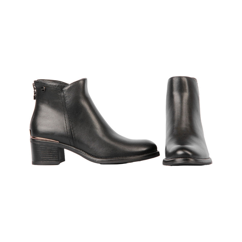 Pu Leather Plain Half Boots – Black (SR-3316)