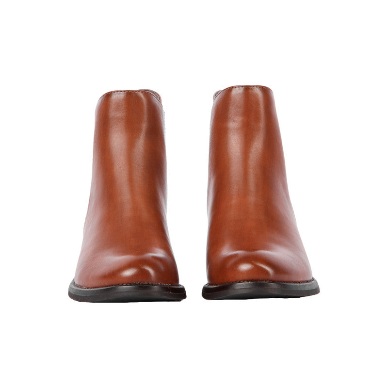 Pu Leather Plain Half Boots – Brown (SR-3316)