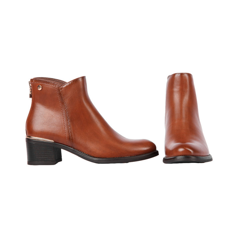 Pu Leather Plain Half Boots – Brown (SR-3316)