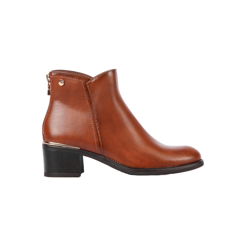 Pu Leather Plain Half Boots – Brown (SR-3316)