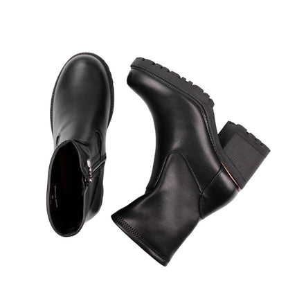 Pu Leather Plain Half Boots – Black (SR-3317)