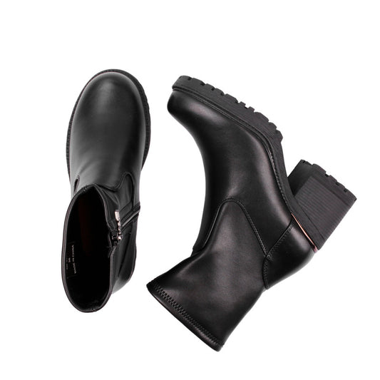 Pu Leather Plain Half Boots – Black (SR-3317)
