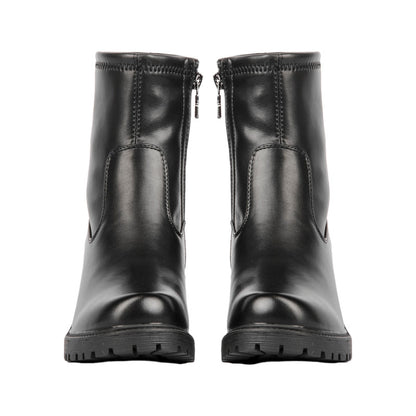 Pu Leather Plain Half Boots – Black (SR-3317)