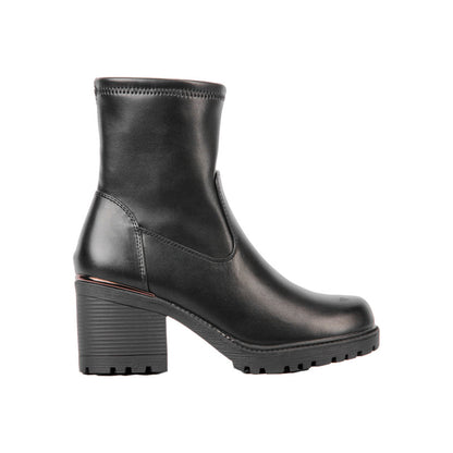 Pu Leather Plain Half Boots – Black (SR-3317)