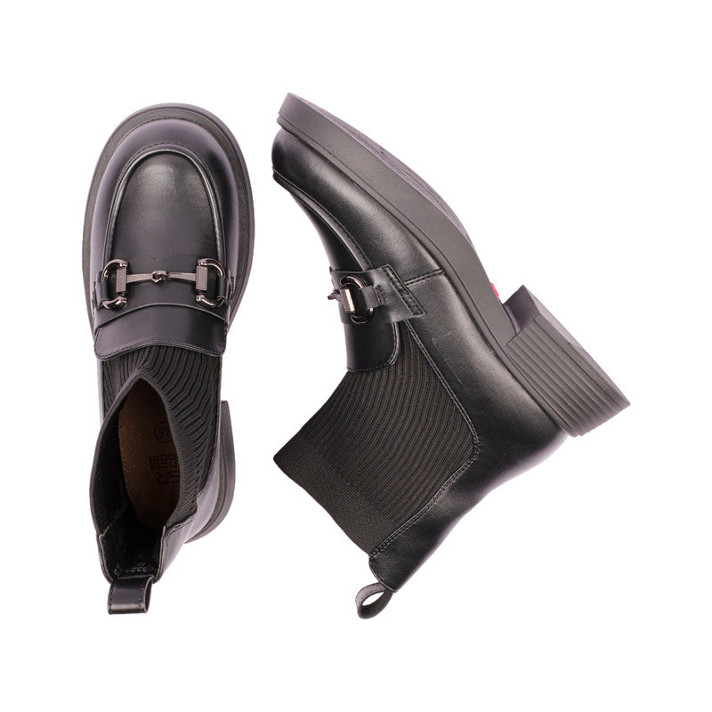 Pu Leather Solid Half Boots – Black (SR-3321)