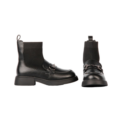 Pu Leather Solid Half Boots – Black (SR-3321)