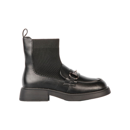 Pu Leather Solid Half Boots – Black (SR-3321)