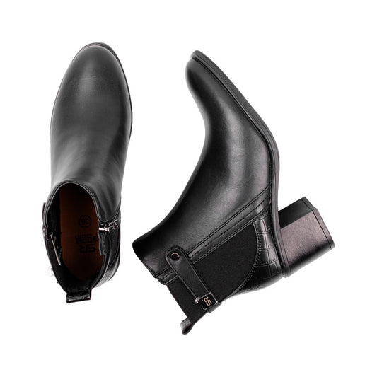 Pu Leather Plain Half Boots – Black (SR-3326)