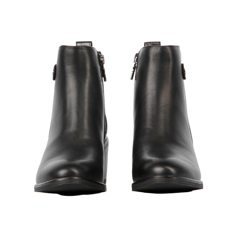 Pu Leather Plain Half Boots – Black (SR-3326)