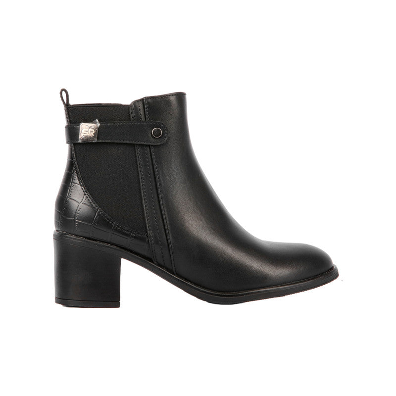 Pu Leather Plain Half Boots – Black (SR-3326)