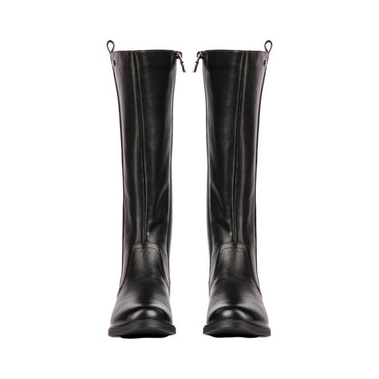 Pu Leather Croc-Accent Knee Boots – Black (SR-3337)