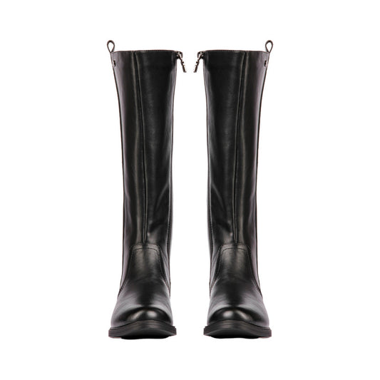 Pu Leather Croc-Accent Knee Boots – Black (SR-3337)