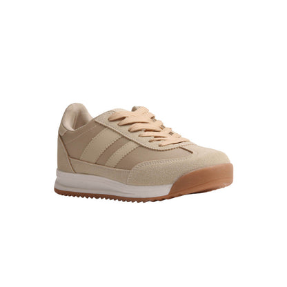 Suede & Mesh Contrast Stripe Sneakers – Khaki