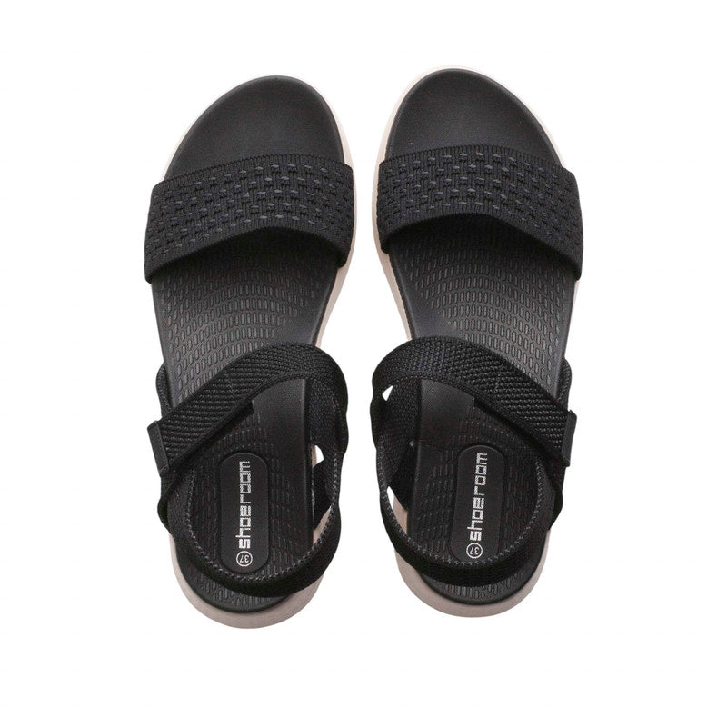 Textile Cross-Strap Comfort Sandals – Black