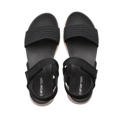 Textile Cross-Strap Comfort Sandals – Black