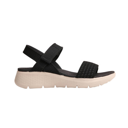 Textile Cross-Strap Comfort Sandals – Black