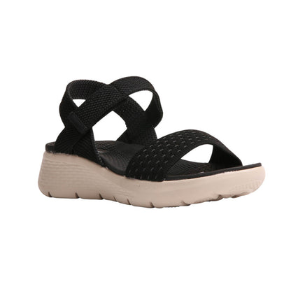 Textile Cross-Strap Comfort Sandals – Black
